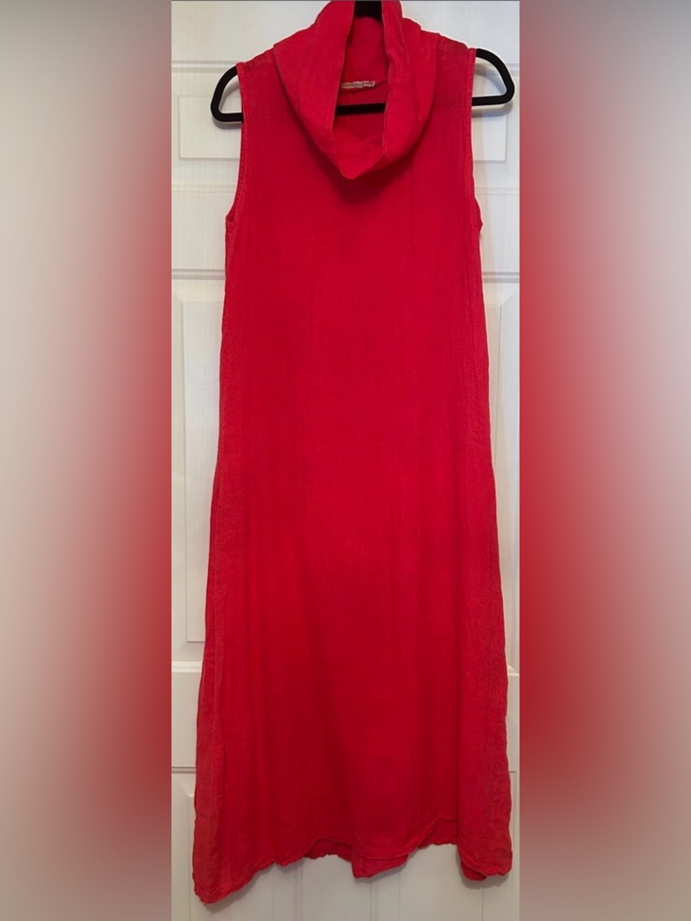 Francesca Bettini Italian Linen Sleeveless Dress M Cowl Neck Elegant Resort